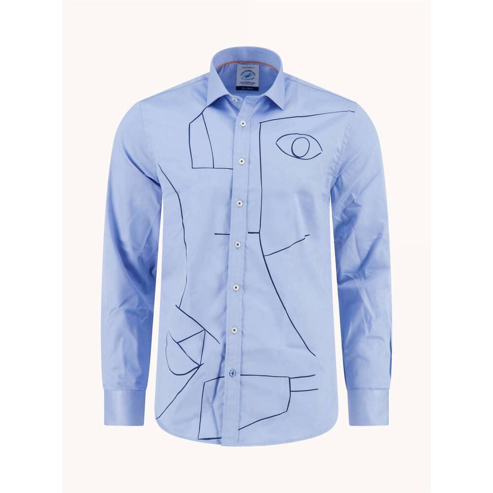 NEW A FISH NAMED FRED men's picasso shirt in light blue